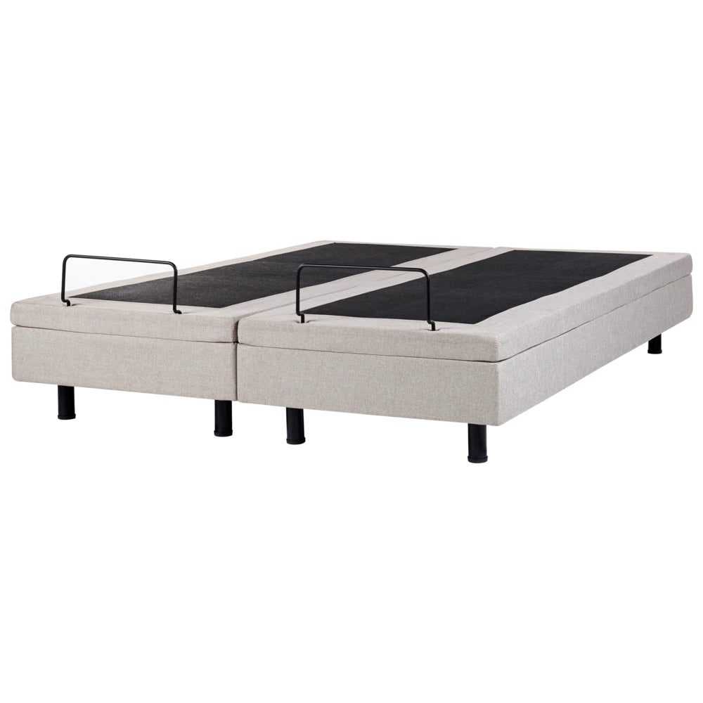 Letto matrimoniale elettrico in poliestere beige chiaro regolabile con telecomando senza testata 180 x 200 cm stile moderno