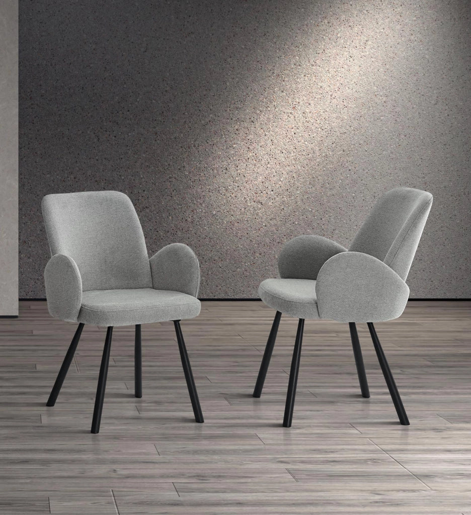 Set 2 sedie da pranzo Hispanohogar ferro e tessuto grigio 87×56×57 cm