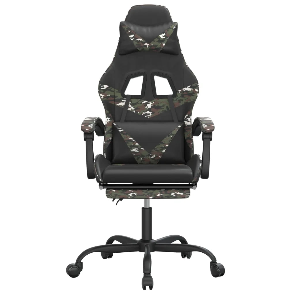 Sedia da Gaming Girevole Poggiapiedi Nero e Mimetico Similpelle cod mxl 76133