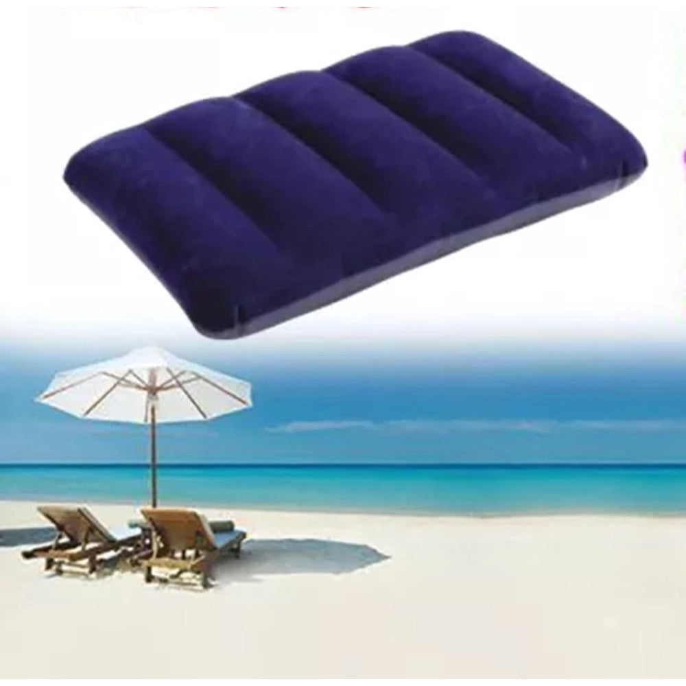 Trade Shop - Box Cuscino Floccato Gonfiabile 31x47cm Cuscinetto Mare Piscina Poggiatesta 017169 -