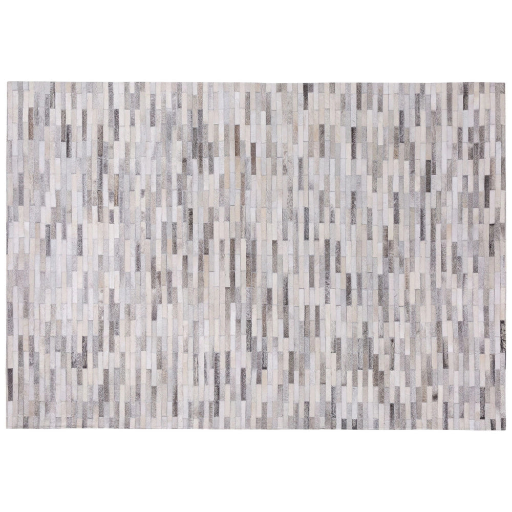 Tappeto tappetino Grigio Pelle 160 x 230 cm Patchwork Pelle Bovina Rettangolare Moderno