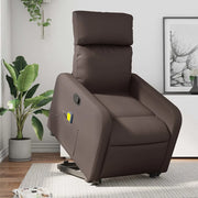 Poltrona Alzapersona Reclinabile Massaggio Marrone Similpelle 3206758