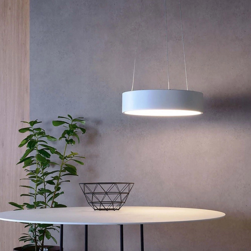 Trade Shop - Lampada Sospensione Led 60w Cct Pendente Cerchio Lampadario Moderno Luce 230v 80cm - Bianco