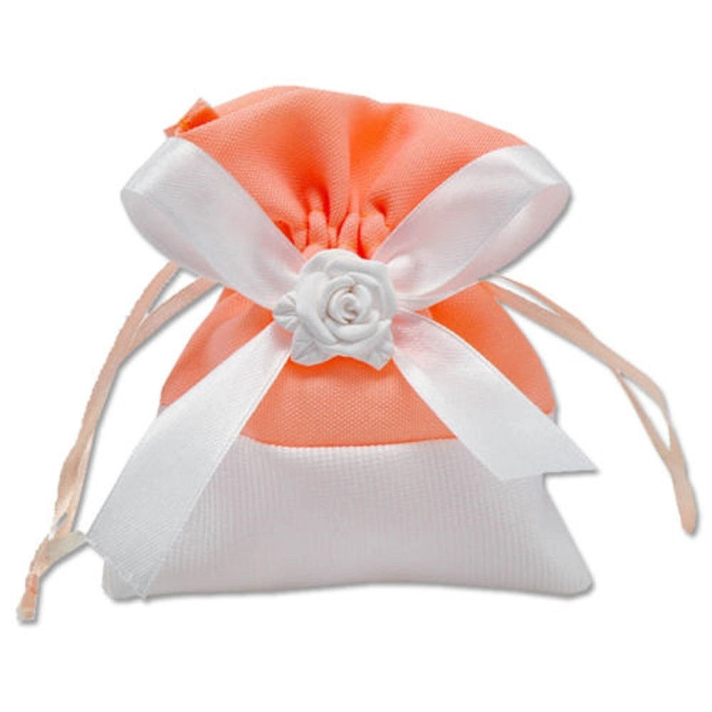 Trade Shop - 12 Sacchetti Stoffa Porta Confetti Rosa Bianca Matrimonio Battesimo Bomboniera -