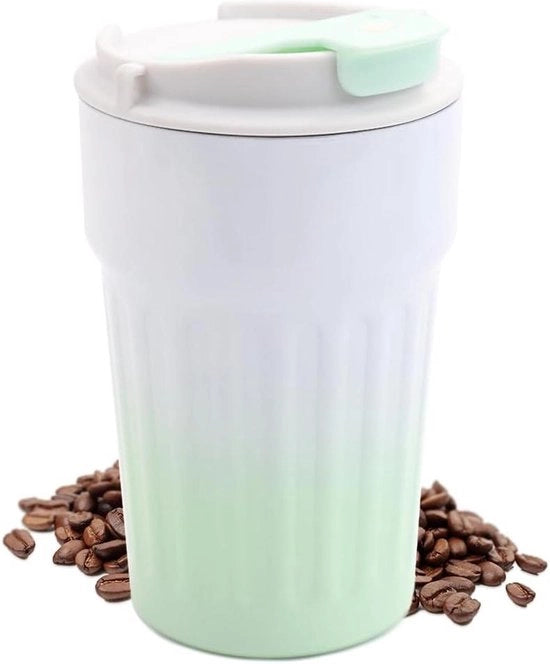 Moka da viaggio 400 ml a doppia parete termica - moka di acciaio inox isolata con fodero impermeabile - riutilizzabile per acqua, caffè, tè, caldo