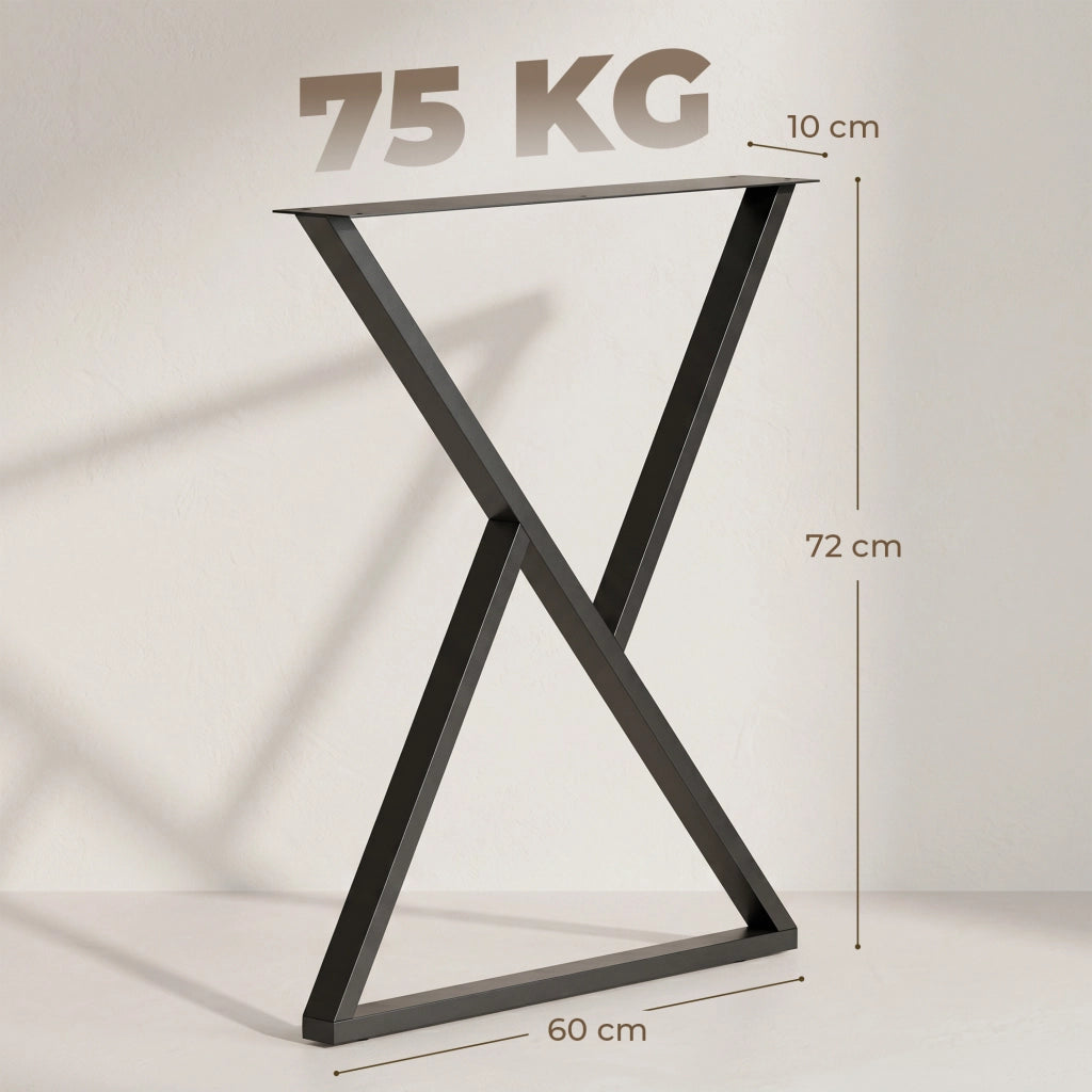 Gambe da Tavolo in Acciaio ¨C Zephmum ¨C Nero 60x72 cm