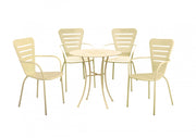 Set tavolo 70cm con 4 sedie impilabili da esterno in metallo crema, Fredi Venira