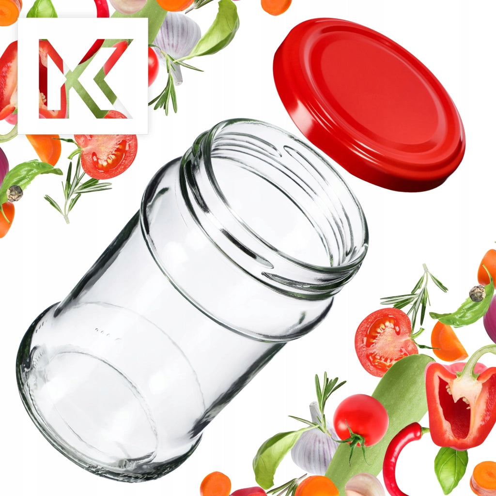 Barattoli per conserve KADAX Seno 315 ml 50 pezzi 66 mm + coperchi rossi