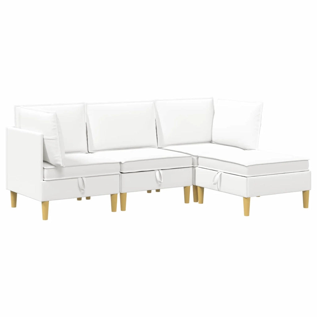 Set di divani modulari con spazio di archiviazione 4 pcs Bianco