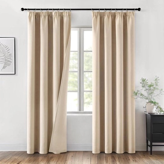 Gordini di oscuramento - tende isolate calore moderne per soggiorno e camera da letto - 2 pezzi 140 x 245 cm - beige