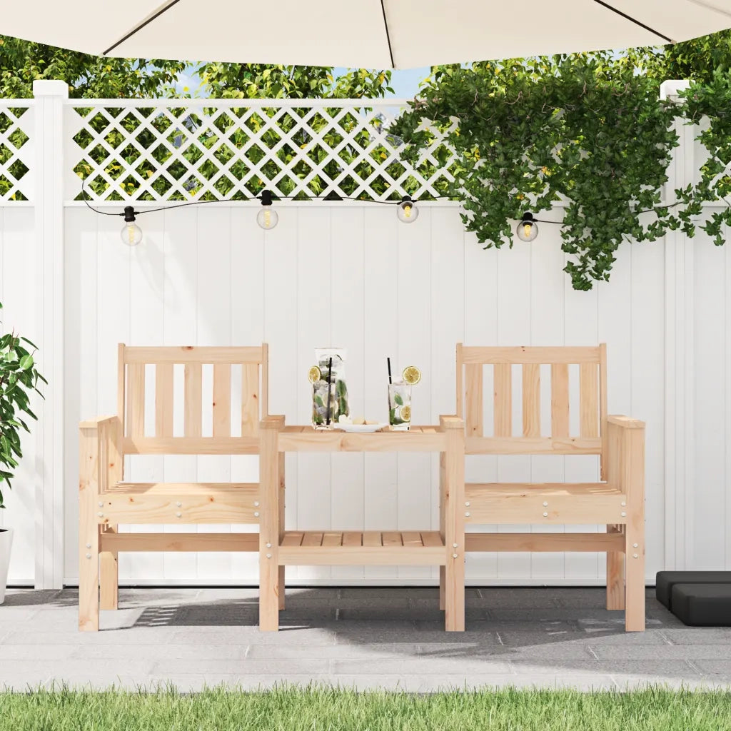Panca da Giardino con Tavolino 2 Posti Legno Massello di Pino 825149
