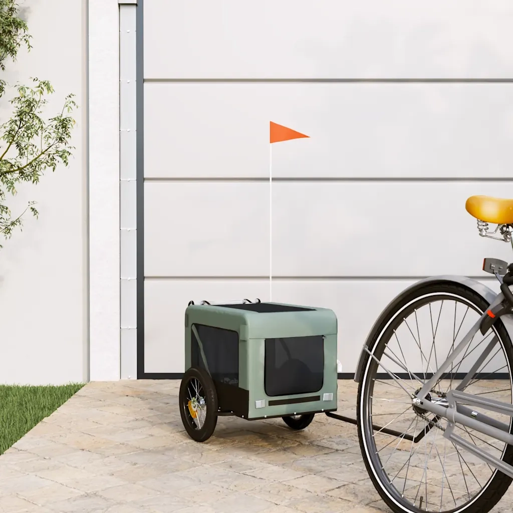 Rimorchio da Bici per Animali Grigio e Nero Oxford e Ferro CFW7271295