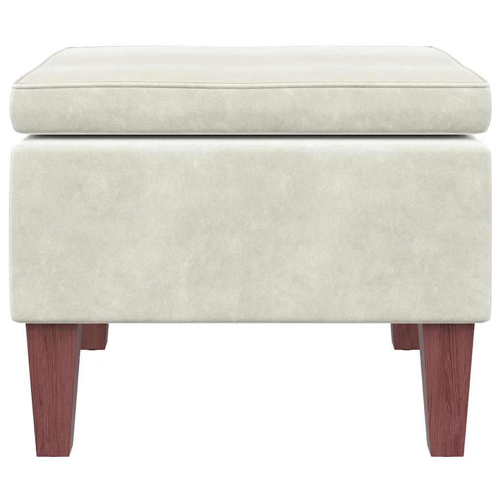 Poggiapiedi con Gambe in Legno Crema in Velluto cod mxl 39792
