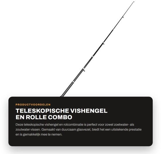 Telescopio con Moschetto e Vettura - Fibra Ottica - Sport di Pesca - Acqua Dolce/Acqua Salata - Leggero - Manico Comodo - Attrezzo da Pesca