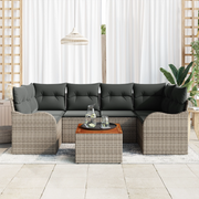 Set di SofÃ  da Giardino 7 Pezzi con Cuscini Grigio Polyrattan Acacia