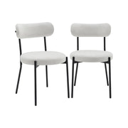Set di 2 sedie in metallo e tessuto ciniglia, bianco