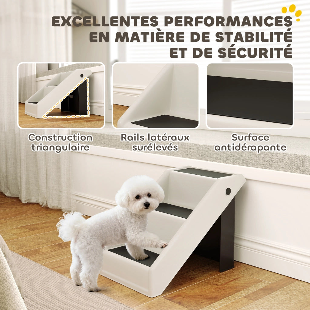 Scaletta per cani pieghevole a 3 gradini ¨C zephmum ¨C 53x30.5x36.5 crema