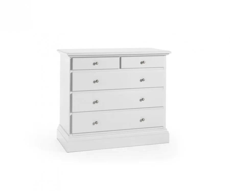 Cassettiera 5 cassetti classica shabby bianco 117x51x101 (6070) - Mobili 2G