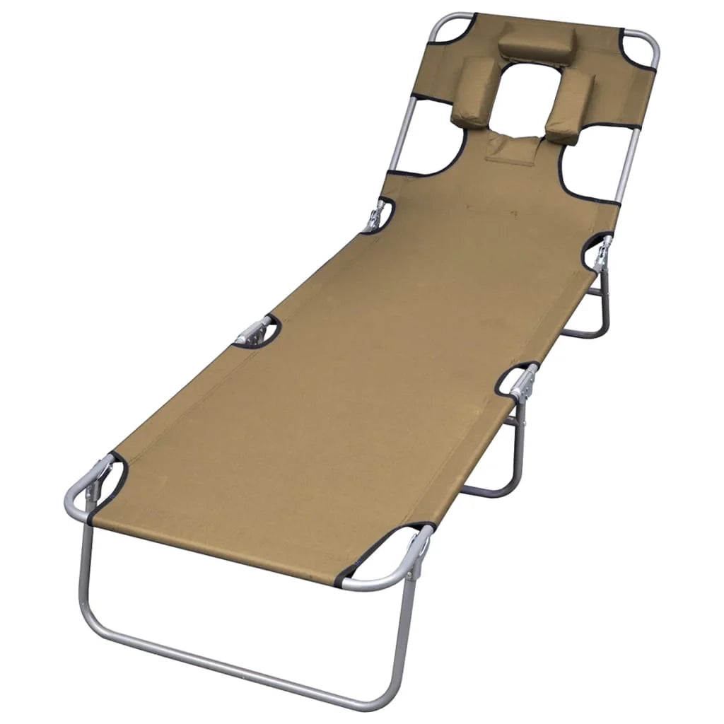 Lettino prendisole sedia a sdraio lettino prendisole letto da giardino mobili da giardino mobili da esterno pieghevoli con poggiatesta e schienale regolabile tortora 02_0012871