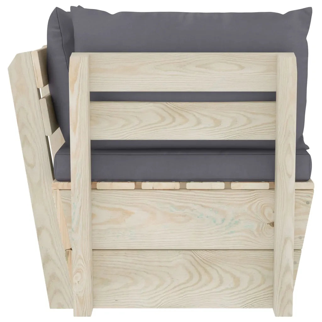 Divano Angolare da Giardino su Pallet e Cuscini Legno di Abete 3063348