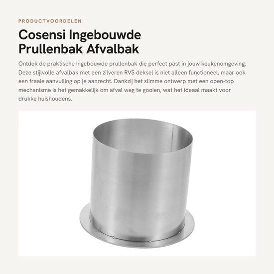 Inboulo strumento di raccolta rifiuti in acciaio inossidabile 304 - Coperchio - Inboulo strumenti di raccolta rifiuti - Contenitore rifiuti - Accessorio cucina - Progettazione spaziale risparmiatrice - Coperchio contenitore rifiuti