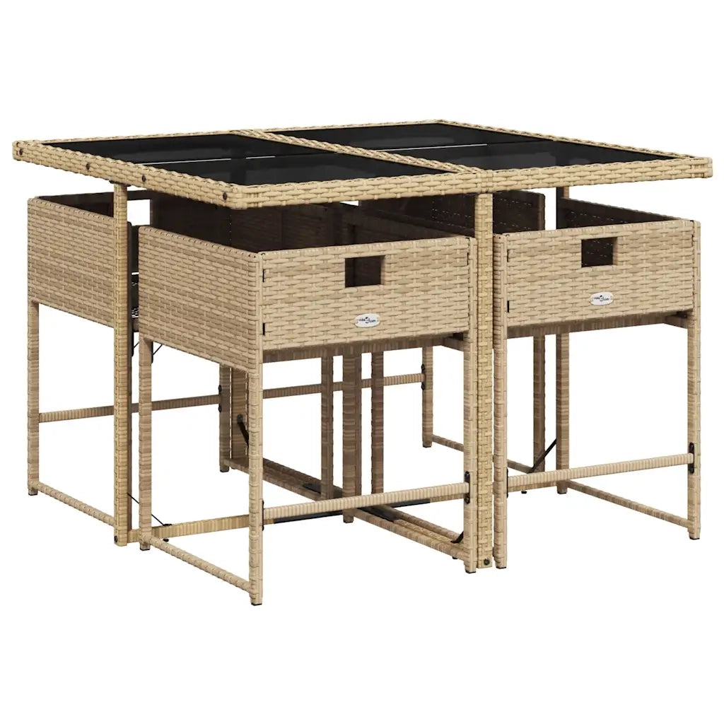 Set Pranzo da Giardino 5 pz con Cuscini Beige Misto Polyrattan 3211260