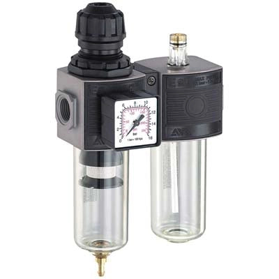 GRUPPO FILTRO REGOLATORE LUBRIFICATORE E/12/2 ANI  MODULARE ATTACCO 1/4F +MANOMETRO