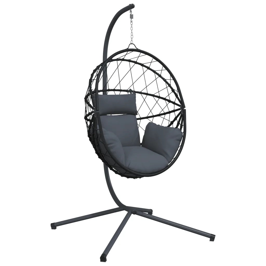 Sedia a Uovo Sospesa con Supporto Antracite Polyrattan/Acciaio 4007402