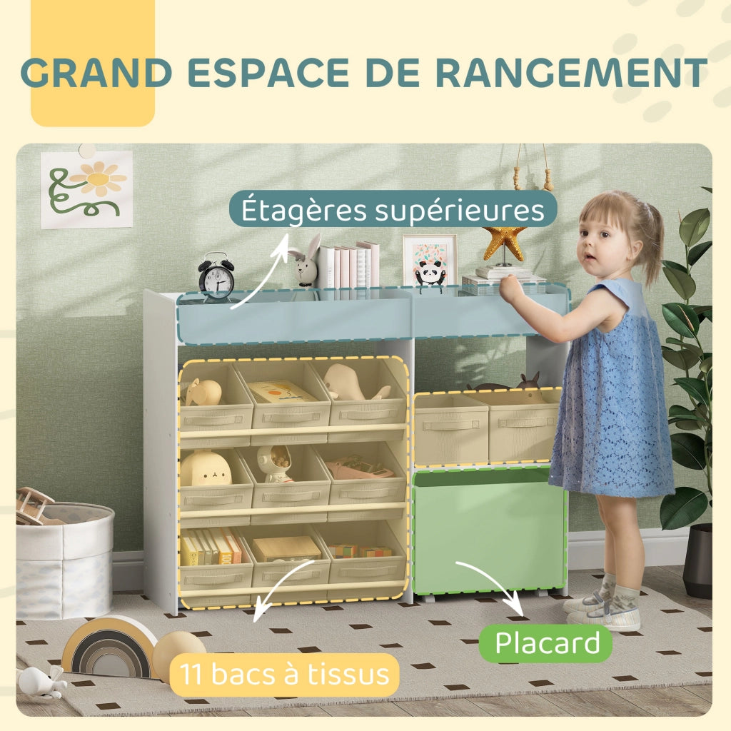 Libreria scaffale per bambini con 11 baci in tessuto non tessuto ¨C Minimal ¨C bianco 105x30x80