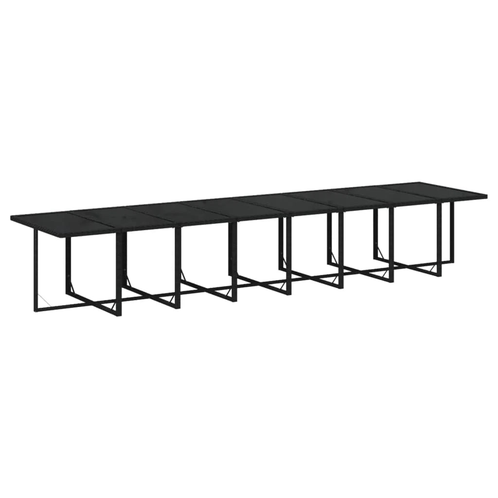 Set da pranzo da esterno in vimini di resina nera da 21 pezzi con cuscini mobili da giardino e cuscini (02_0014435)