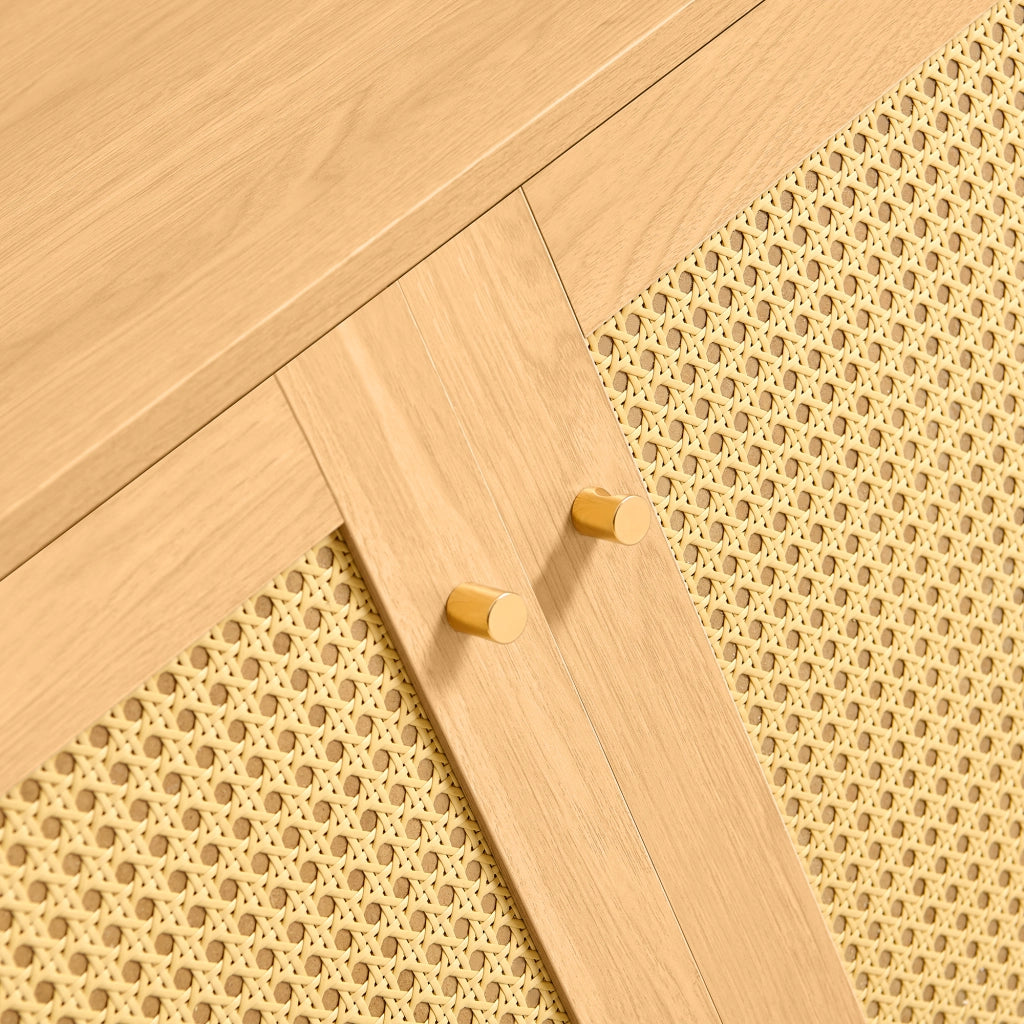 MADIA a 2 ante 120x40x63 cm Naturale in MDF e rattan