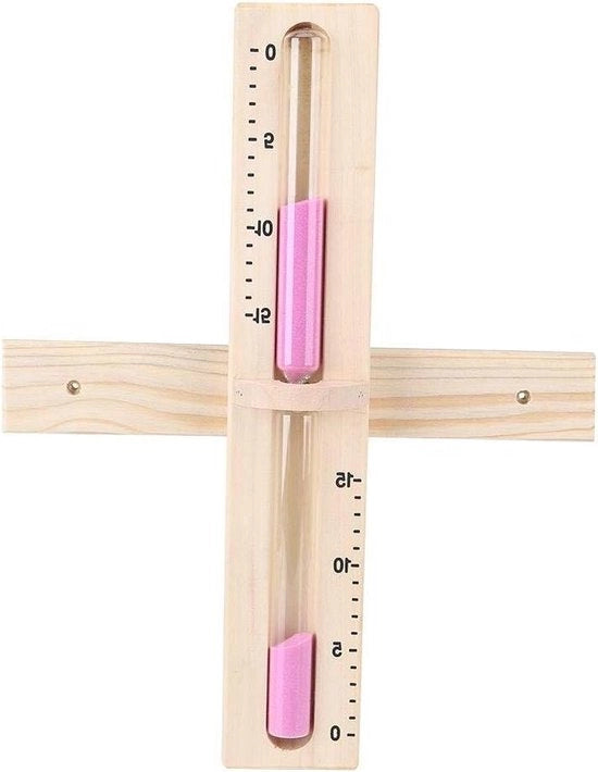 Ora della Sauna Orologio a Parete in Legno con Orologio a Sfera Rotante e Sabbia Rosa - Timer a 15 Minuti