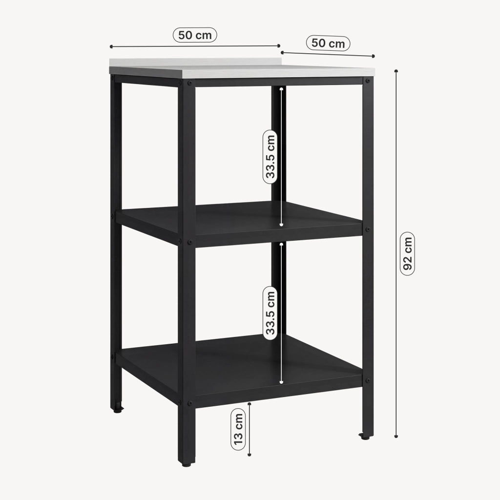 Bancone da Giardino Bolognano in Acciaio con Ripiani 92x50x50 cm Argentato / Nero opaco casa.pro