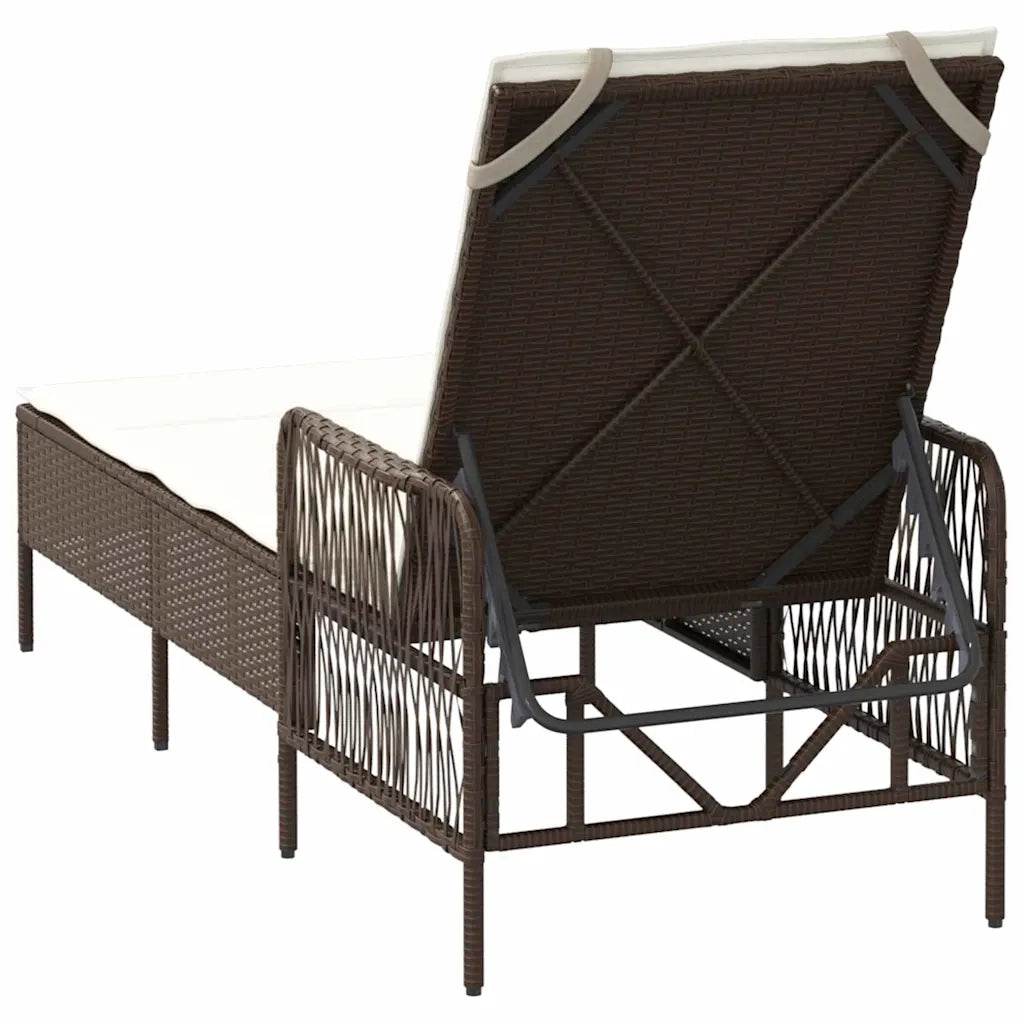 Lettino da sole Marrone e Bianco Crema 55 x 200 x 92 cm 365426