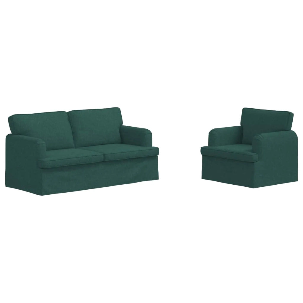 Set di divani 2 pcs Verde Scuro 162 x 80 x 85 cm Tessuto