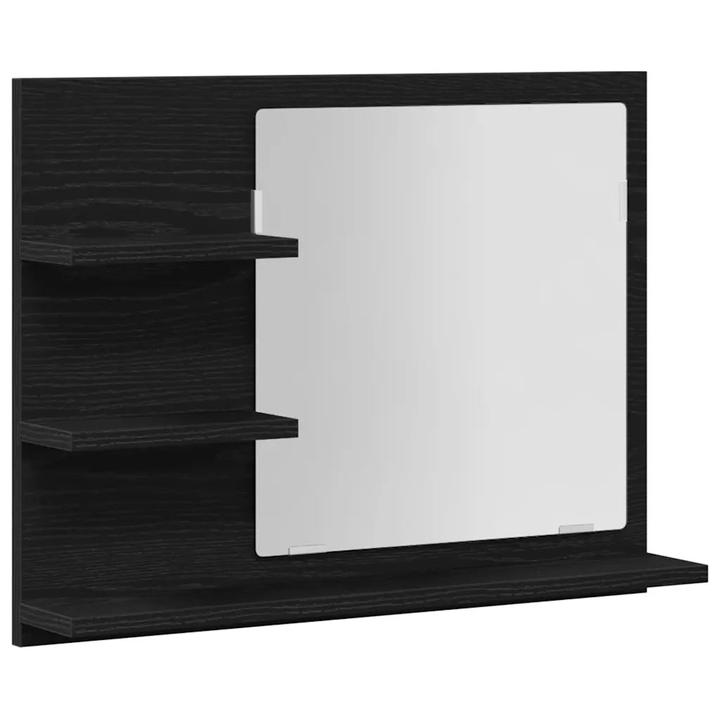 Specchio da Bagno Rovere Nero 60x10,5x45 cm Legno Multistrato 862546