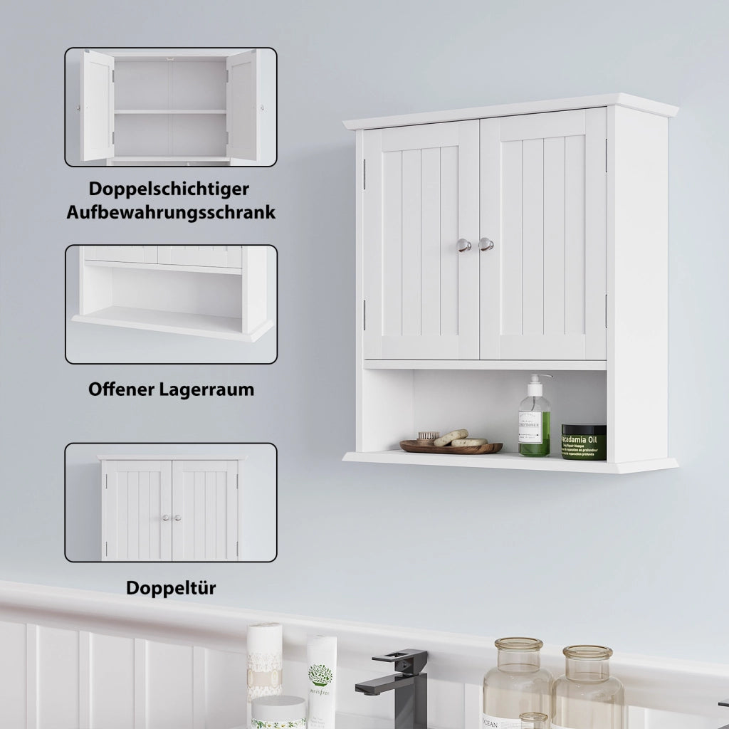 ARMADIO BAGNO A MURO 54,6 x 19,8 x 59,9 cm MDF BIANCO