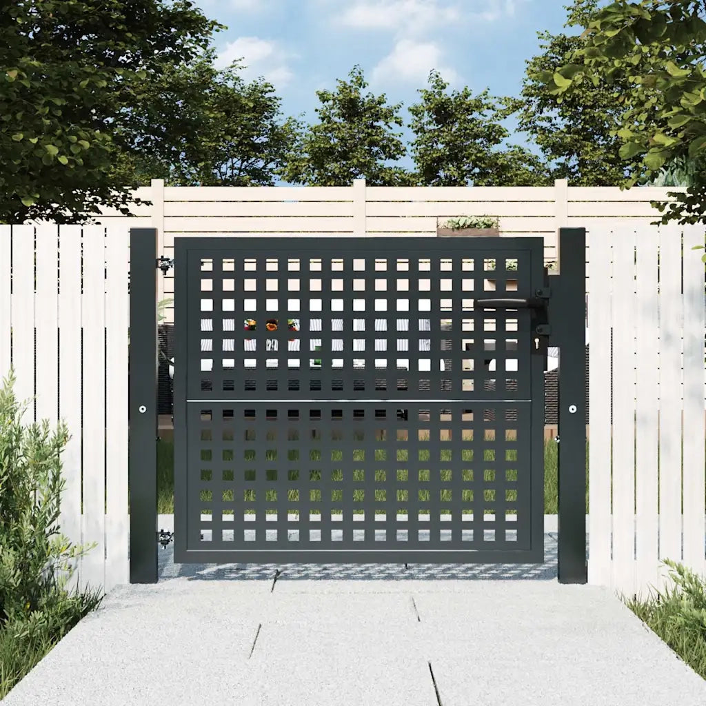 Cancello da Giardino Antracite 100x75 cm in Acciaio 154559