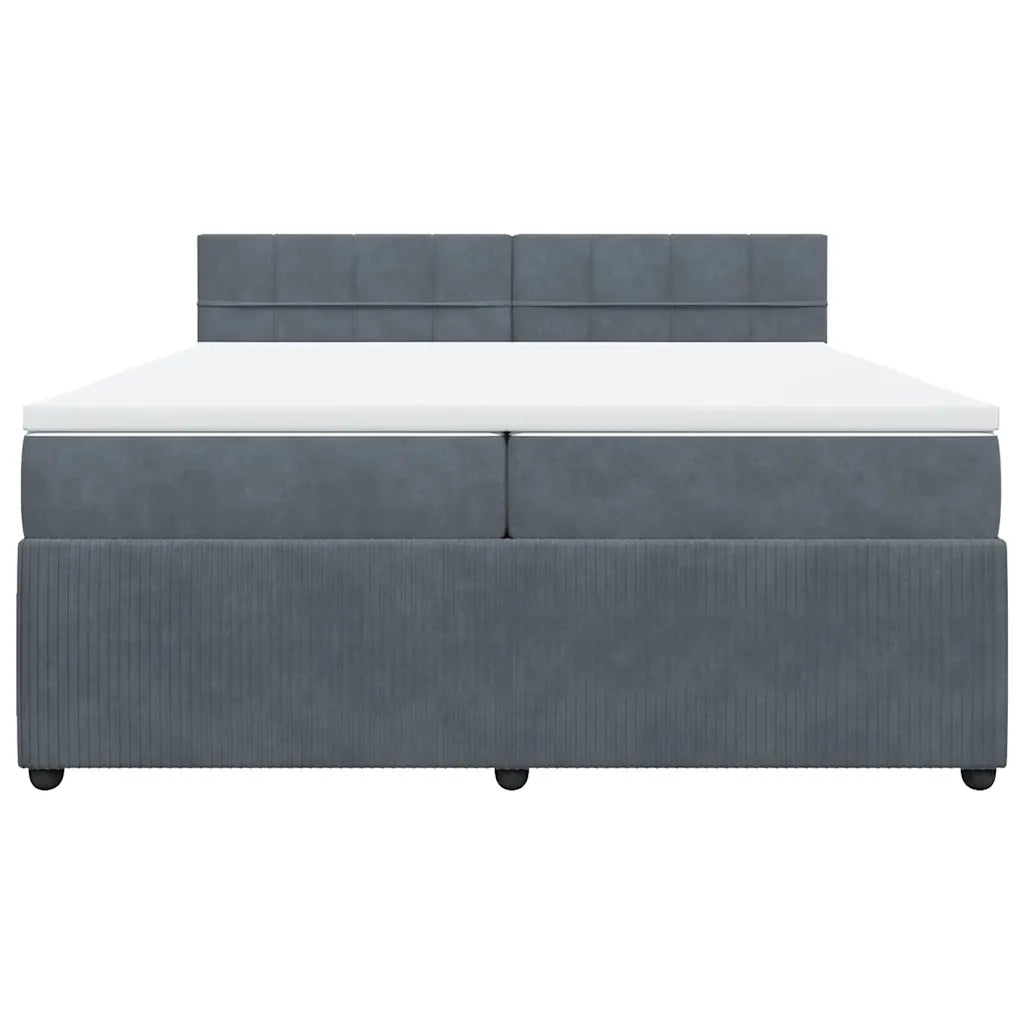 Giroletto a Molle con Materasso Grigio Scuro 200x200 cm Velluto