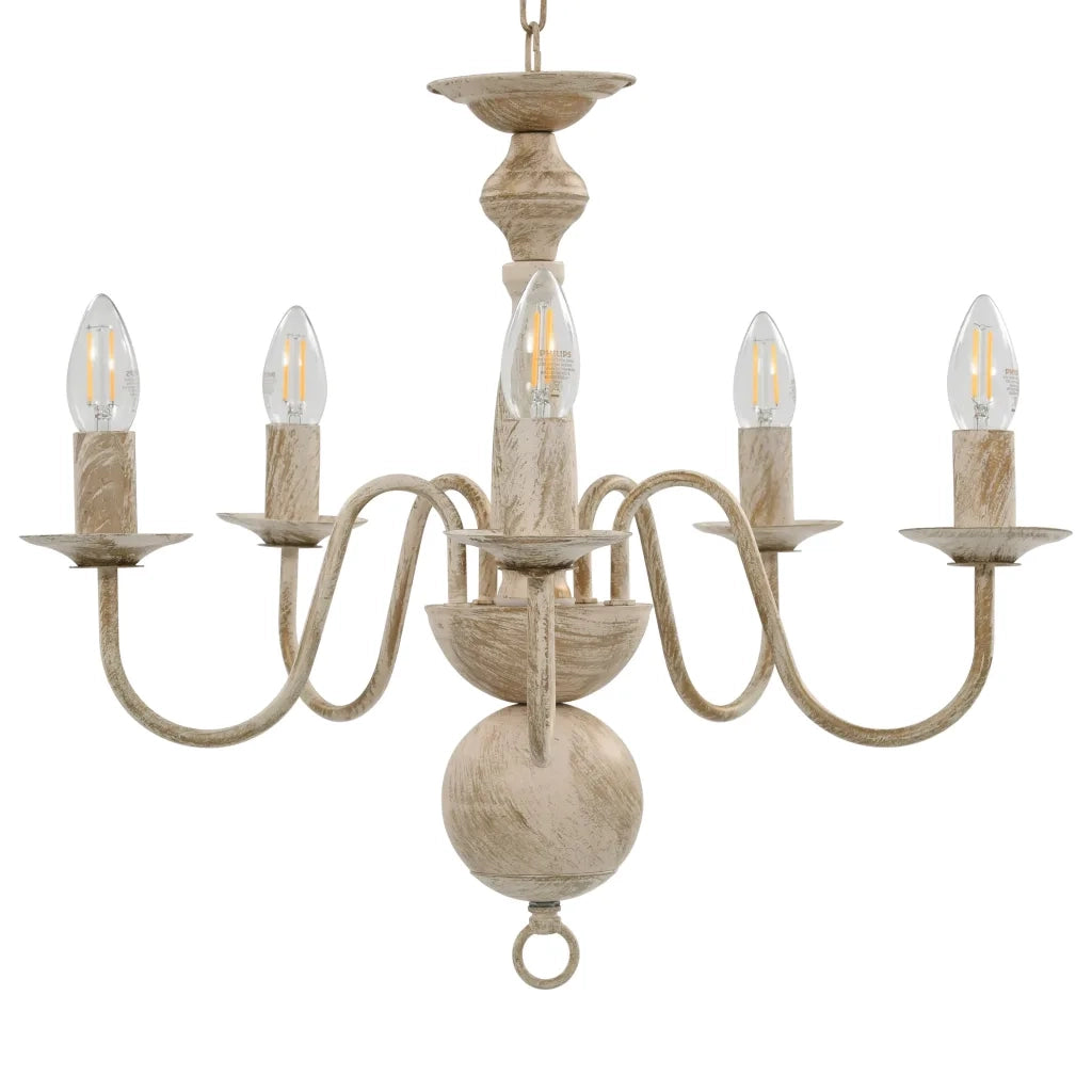 Candelabro Stile Anticato Bianco 5 Lampadine E14 281614