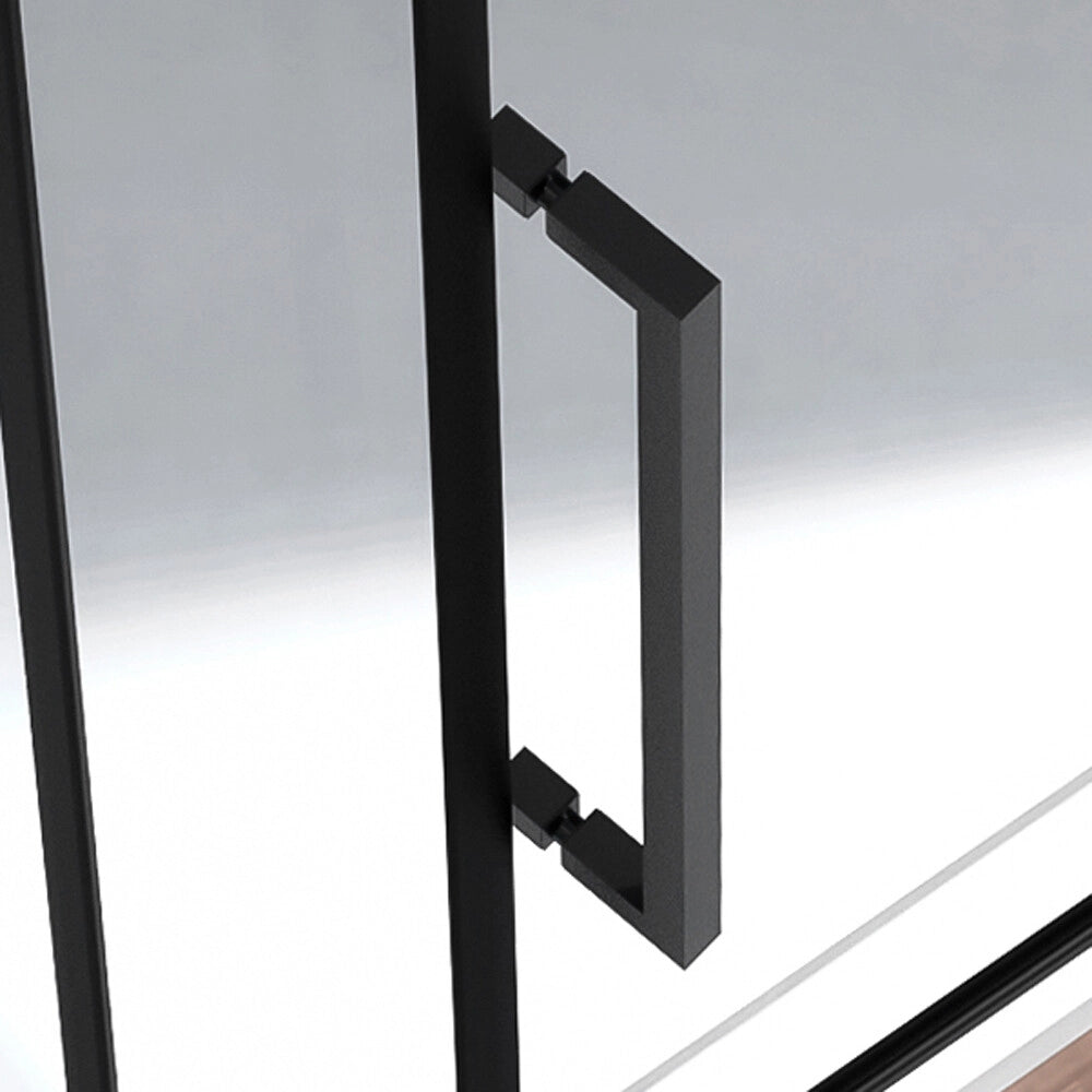 Box doccia angolare 70x90 in vetro temperato trasparente battente con profili nero opaco Neos