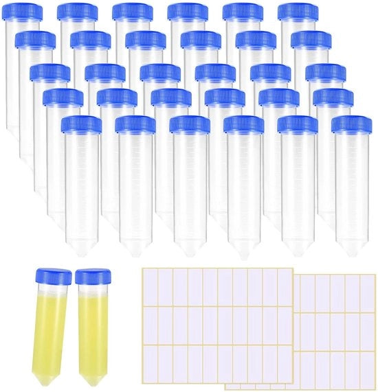 Contenitori di vetrificazione 50ml con doppi, 26 pezzi, con etichette, per liquidi di laboratorio