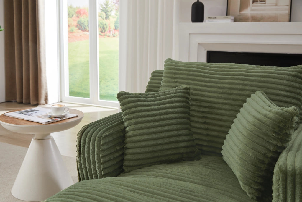 DIVANO Chaise longue in velluto a coste verde