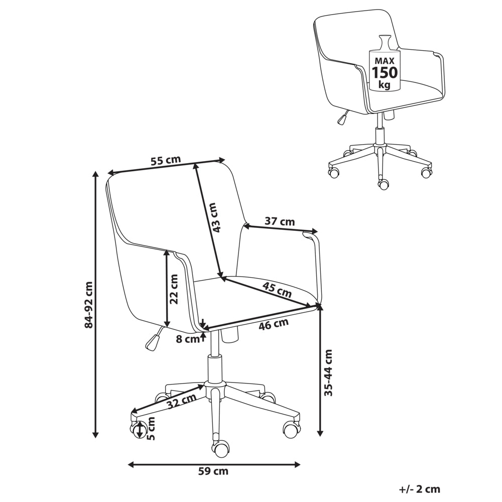 Sedia direzionale da ufficio Imbottitura spessa beige Regolazione dell'altezza del sedile Imbottitura girevole