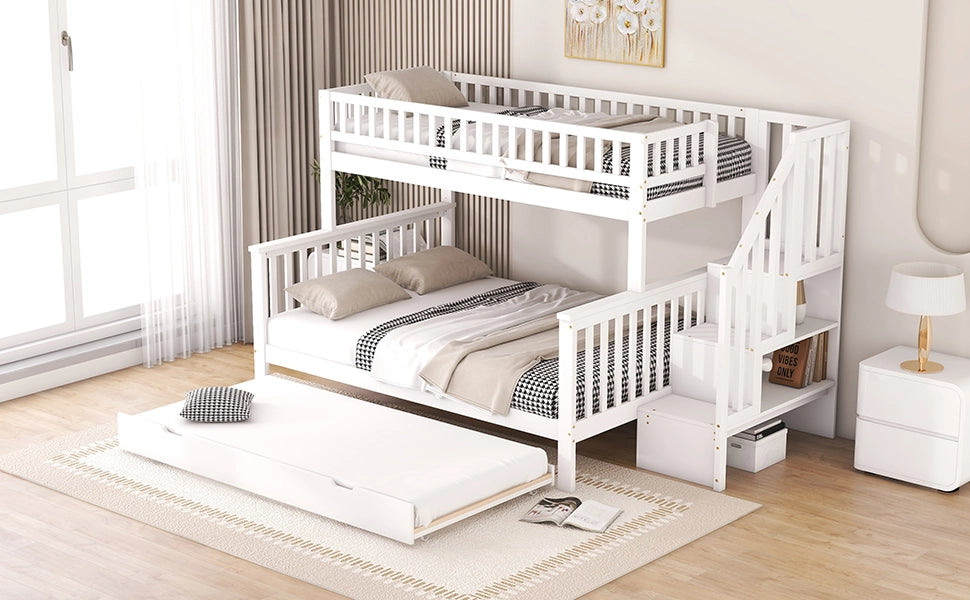 LETTO a castello con letto estraibile 90x200/140x200 cm pino bianco