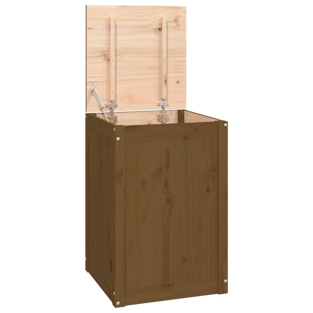 Contenitore per la biancheria 44 x 44 x 66 cm in legno massello di pino marrone miele 02_0006213