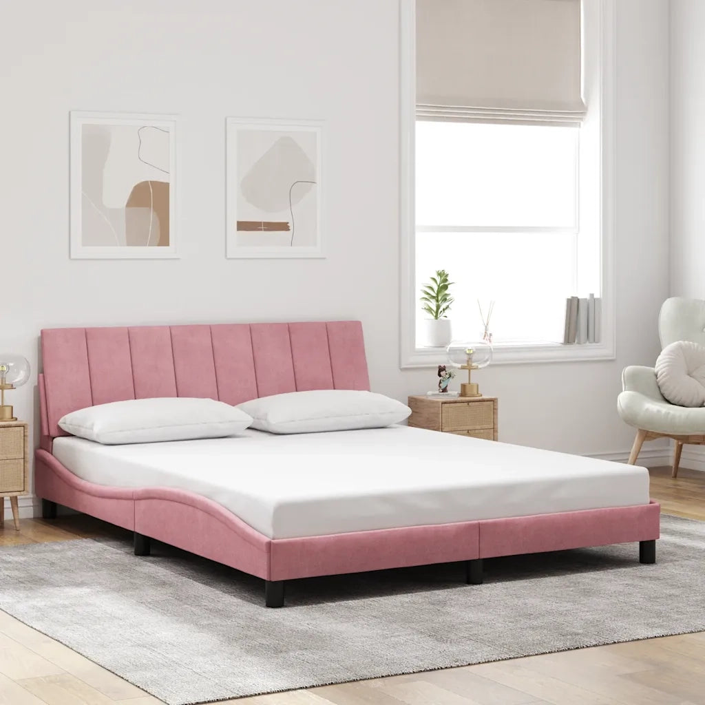 Giroletto con LED senza Materasso Hanko Rosa 160x200 cm in Velluto 3213792
