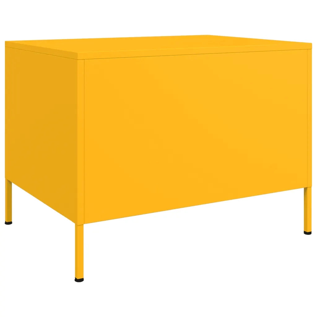 Tavolino da Salotto Giallo Senape 68x50x50,5 cm in Acciaio