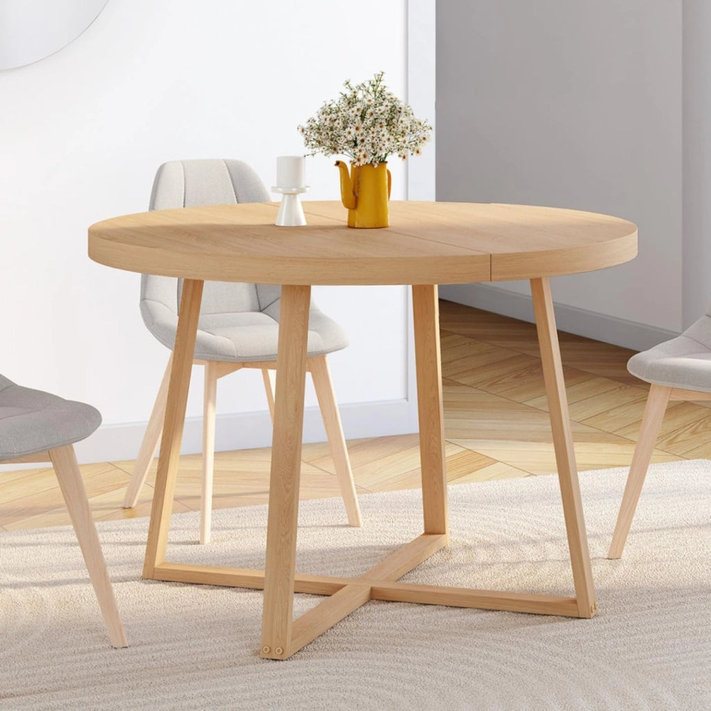 SELMA tavolo da pranzo rotondo allungabile 4-8 persone effetto legno faggio 110-150 cm