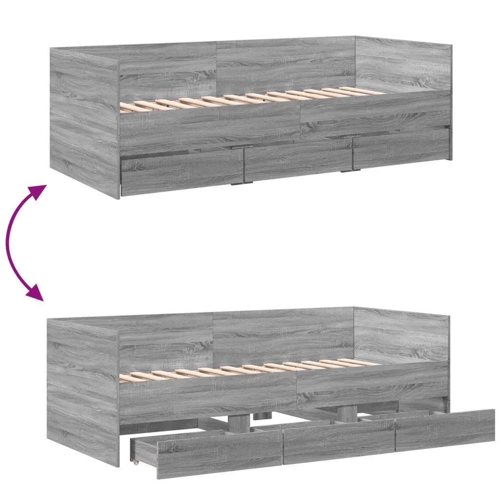 Divano Letto con Cassetti senza Materasso 100x200 cm 3280816